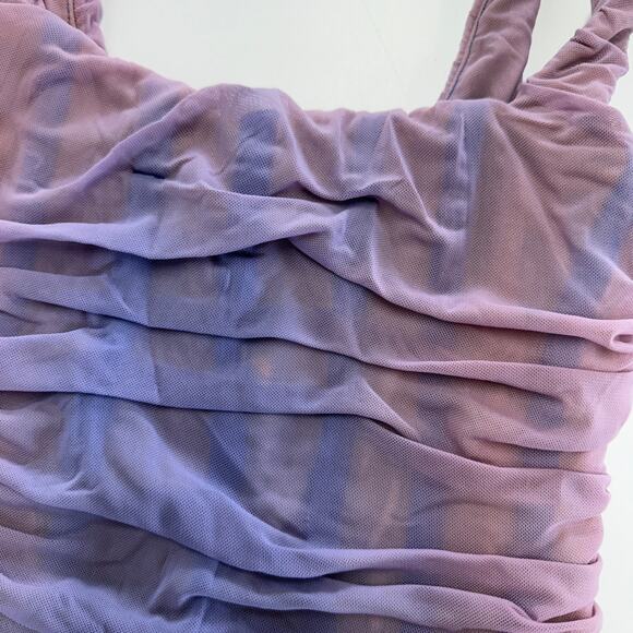 Nookie Dress Womens Medium Blue Purple Vision Midi Mesh Corset Square Neck - Picture 11 of 11